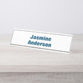 Dicke moderne Minimalistische Ozeanfarbe Schreibtischnamensplakette (Vorderseite )