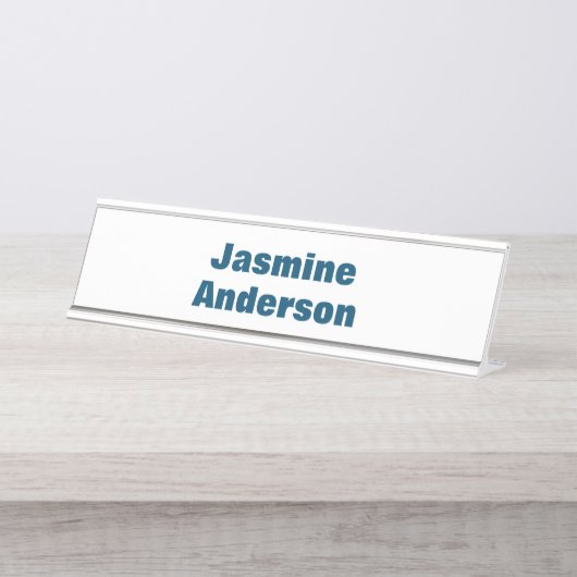 Dicke moderne Minimalistische Ozeanfarbe Schreibtischnamensplakette (Vorderseite )