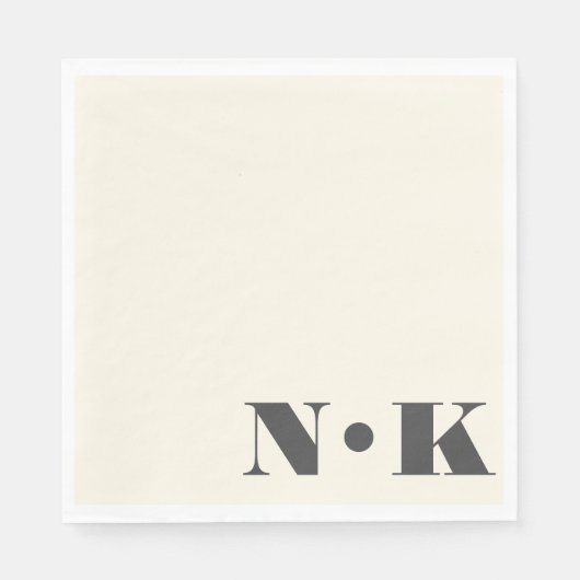 Dicke moderne Monogram-Initials Black Cream Weddin Serviette (Vorderseite)