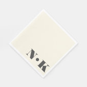 Dicke moderne Monogram-Initials Black Cream Weddin Serviette (Ecke)