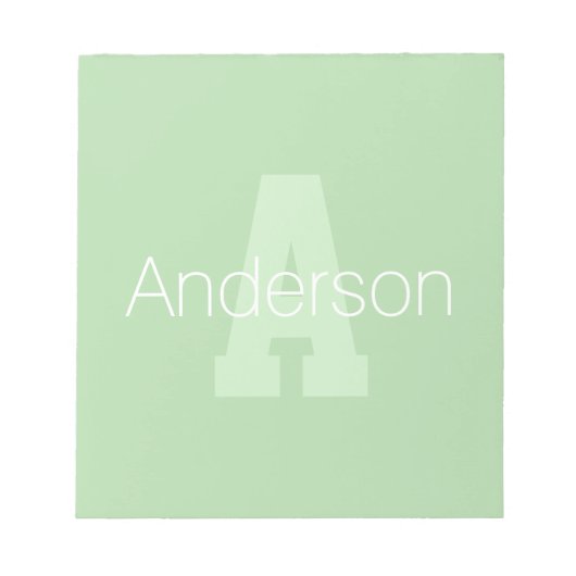 Dicke moderne Monogramm | Blassgrün und Weiß Notizblock (Vorderseite)