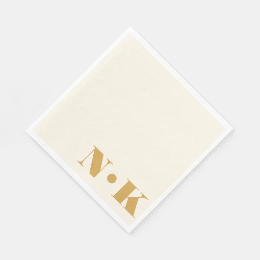 Dicke moderne Monogramm-Initialen Gelbe Creme Hoch Serviette (Ecke)