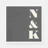 Dicke moderne Monogramm-Initialen Schwarz-weiße Ho Serviette (Vorderseite)