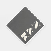 Dicke moderne Monogramm-Initialen Schwarz-weiße Ho Serviette (Ecke)