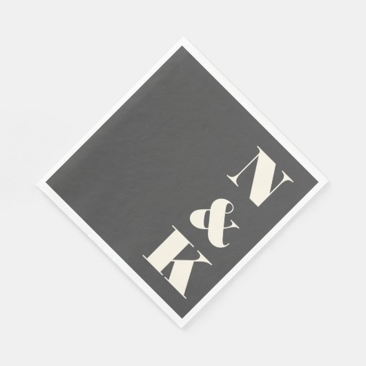 Dicke moderne Monogramm-Initialen Schwarz-weiße Ho Serviette (Ecke)