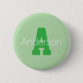 Dicke moderne Monogramm | Pale & Kelly Green Button (Vorderseite)