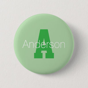 Dicke moderne Monogramm   Pale & Kelly Green Button
