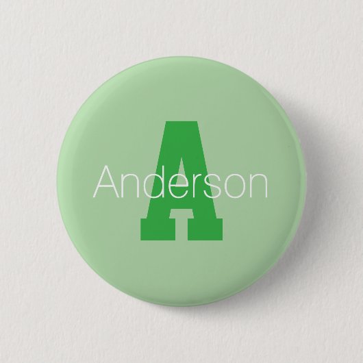 Dicke moderne Monogramm | Pale & Kelly Green Button (Vorderseite)
