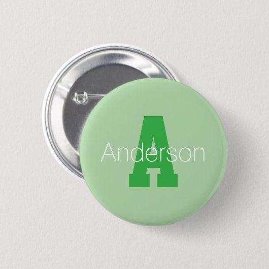 Dicke moderne Monogramm | Pale & Kelly Green Button (Vorne & Hinten)