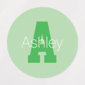 Dicke moderne Monogramm | Pale & Kelly Green Etiketten (Design 2)
