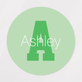 Dicke moderne Monogramm | Pale & Kelly Green Etiketten