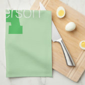 Dicke moderne Monogramm | Pale & Kelly Green Geschirrtuch (Viertel Falte)