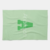 Dicke moderne Monogramm | Pale & Kelly Green Geschirrtuch (Horizontal)