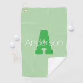 Dicke moderne Monogramm | Pale & Kelly Green Golfhandtuch (Insitu)