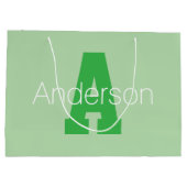 Dicke moderne Monogramm | Pale & Kelly Green Große Geschenktüte (Rückseite)