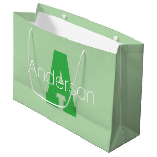 Dicke moderne Monogramm Pale & Kelly Green Große Geschenktüte