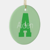 Dicke moderne Monogramm | Pale & Kelly Green Keramik Ornament (Rechts)