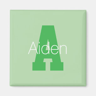 Dicke moderne Monogramm   Pale & Kelly Green Magnet