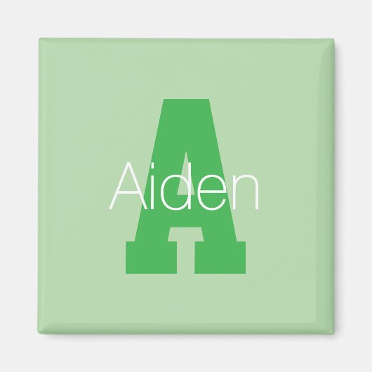 Dicke moderne Monogramm | Pale & Kelly Green Magnet (Vorne)