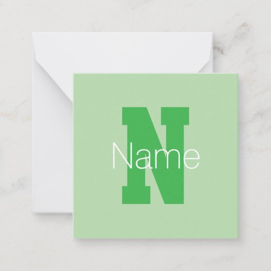 Dicke moderne Monogramm | Pale & Kelly Green Mitteilungskarte (Vorderseite)