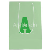 Dicke moderne Monogramm | Pale & Kelly Green Mittlere Geschenktüte (Rückseite)