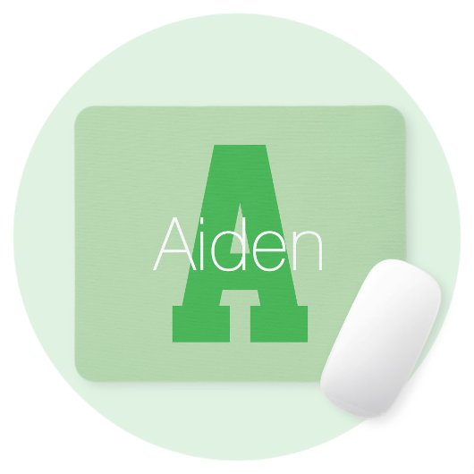 Dicke moderne Monogramm | Pale & Kelly Green Mousepad