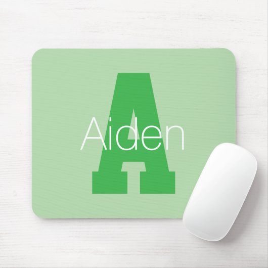 Dicke moderne Monogramm | Pale & Kelly Green Mousepad (Mit Mouse)