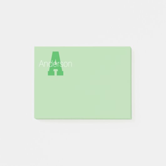 Dicke moderne Monogramm | Pale & Kelly Green Post-it Klebezettel (Vorderseite)