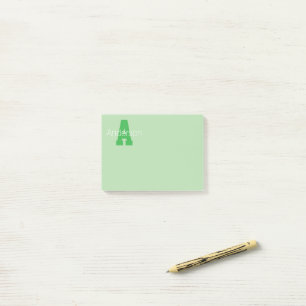 Dicke moderne Monogramm Pale & Kelly Green Post-it Klebezettel
