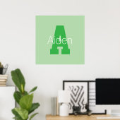 Dicke moderne Monogramm | Pale & Kelly Green Poster (Heimbüro)