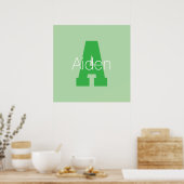 Dicke moderne Monogramm | Pale & Kelly Green Poster (Küche)