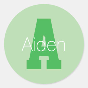 Dicke moderne Monogramm Pale & Kelly Green Runder Aufkleber