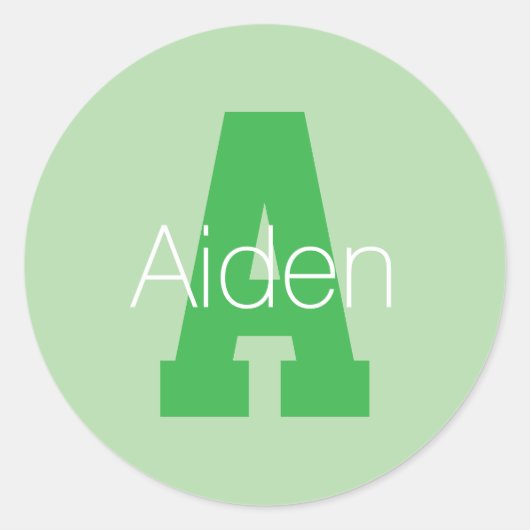Dicke moderne Monogramm | Pale & Kelly Green Runder Aufkleber (Vorderseite)