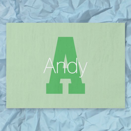 Dicke moderne Monogramm | Pale & Kelly Green Seidenpapier