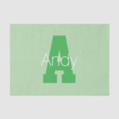 Dicke moderne Monogramm | Pale & Kelly Green Seidenpapier (Vorderseite)