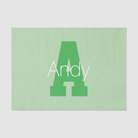 Dicke moderne Monogramm | Pale & Kelly Green Seidenpapier (Vorderseite)