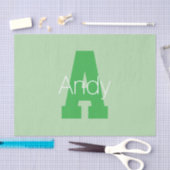 Dicke moderne Monogramm | Pale & Kelly Green Seidenpapier (Handwerk)