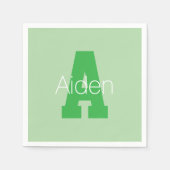 Dicke moderne Monogramm | Pale & Kelly Green Serviette (Vorderseite)