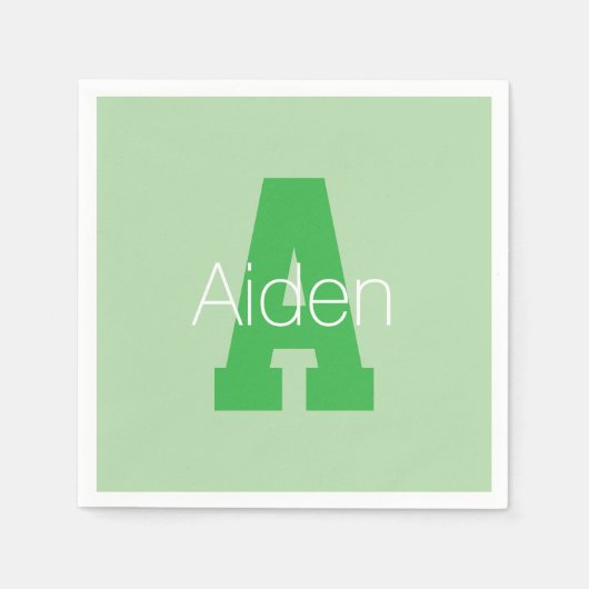 Dicke moderne Monogramm | Pale & Kelly Green Serviette (Vorderseite)