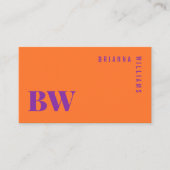 Dicke moderne orange Lila Berufliche Monogramm Visitenkarte (Vorderseite)