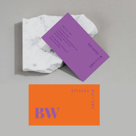 Dicke moderne orange Lila Berufliche Monogramm Visitenkarte