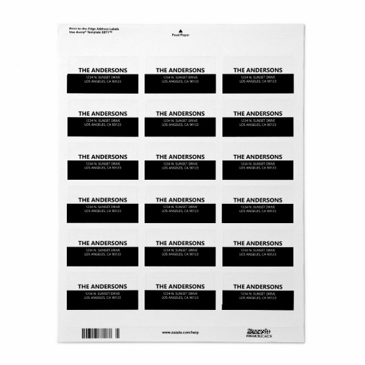 Dicke moderne Schwarz-Weiß-Rücksendeadresse Adressaufkleber (Vorne)