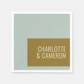 Dicke moderne Typografie Blau- und Olivenhochzeit Serviette (Vorderseite)