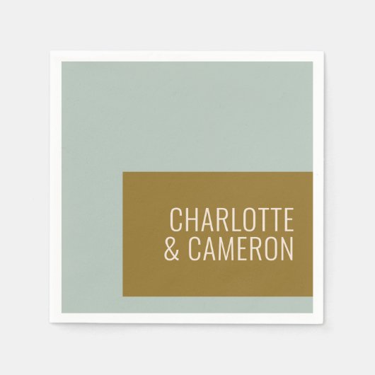 Dicke moderne Typografie Blau- und Olivenhochzeit Serviette (Vorderseite)