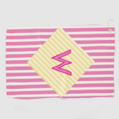 Dicke Mongram Golf Handtuch - Gelb & Rosa Streifen (Horizontal)
