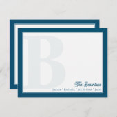 Dicke Mongram Navy Blue Family Stationierung Mitteilungskarte (Vorne/Hinten)