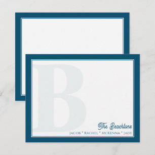 Dicke Mongram Navy Blue Family Stationierung Mitteilungskarte