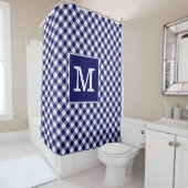 Dicke monogram Navy Blue und White Gingham Pattern Duschvorhang (Beispiel)