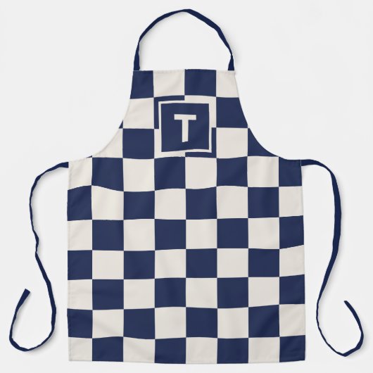Dicke Monogram Navy Creme Prüfmuster Schürze (Vorderseite)
