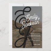 Dicke monogramm Fotos Namen boho qr Code Hochzeit Einladung (Vorderseite)